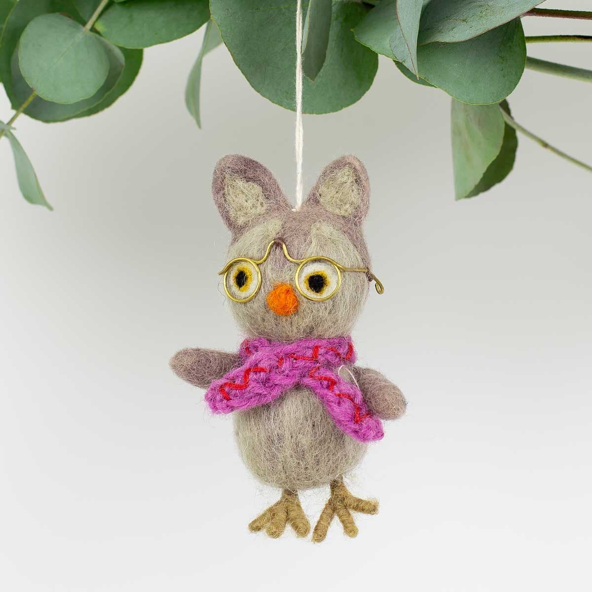 OWL WITH PINK SCARF Julhänge