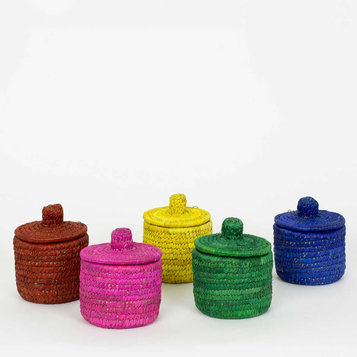 PALM COLOR MINI Basket w lid, blue