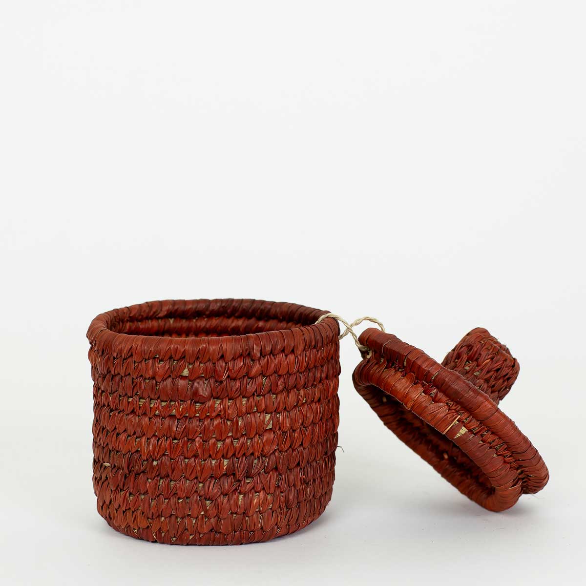 PALM COLOR MINI Basket w lid, brown