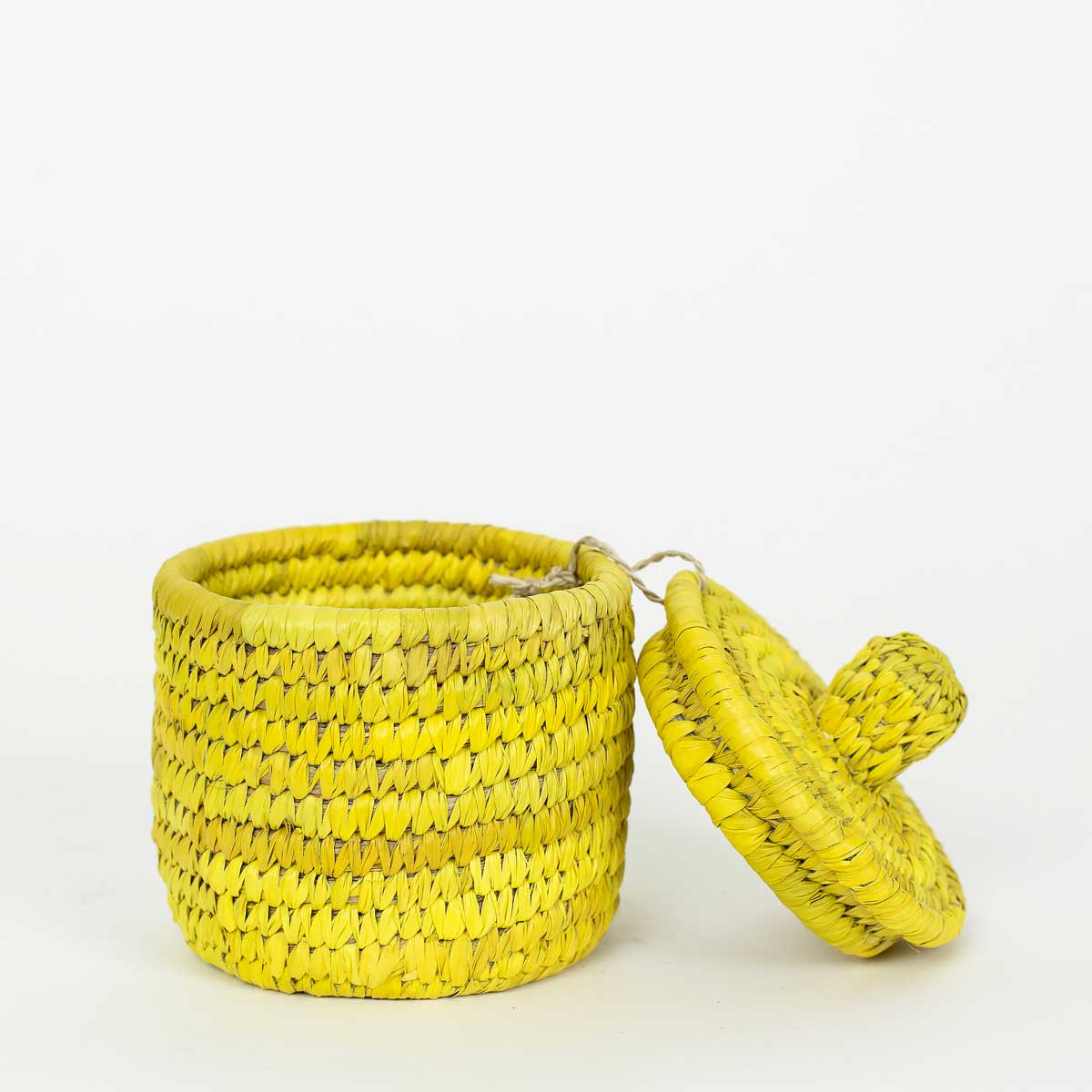 PALM COLOR MINI Basket w lid, yellow