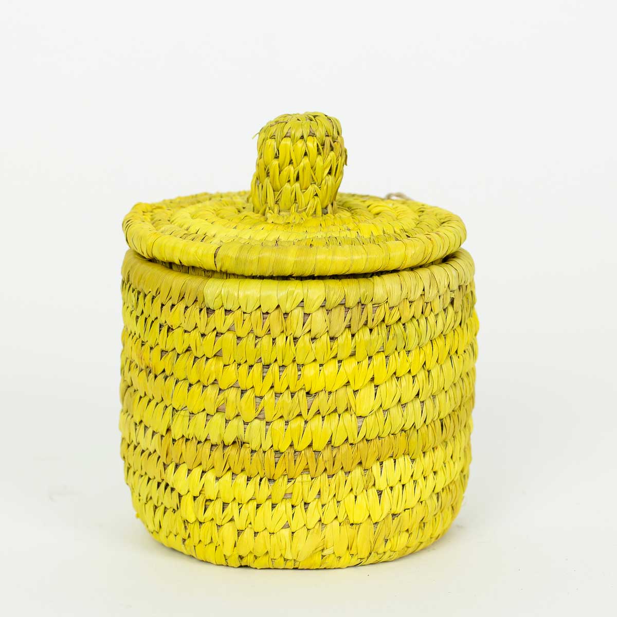 PALM COLOR MINI Basket w lid, yellow