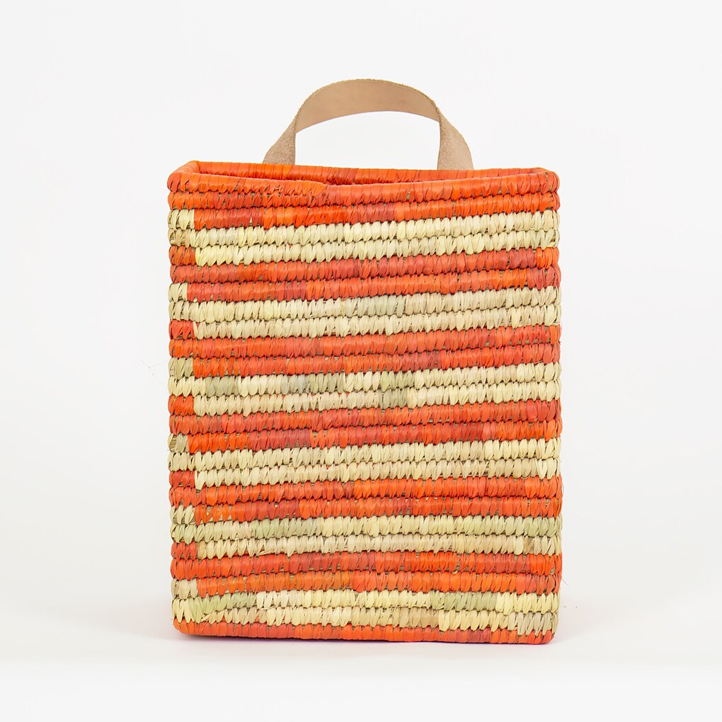 PALM STRIPE Wallbasket, natural/orange