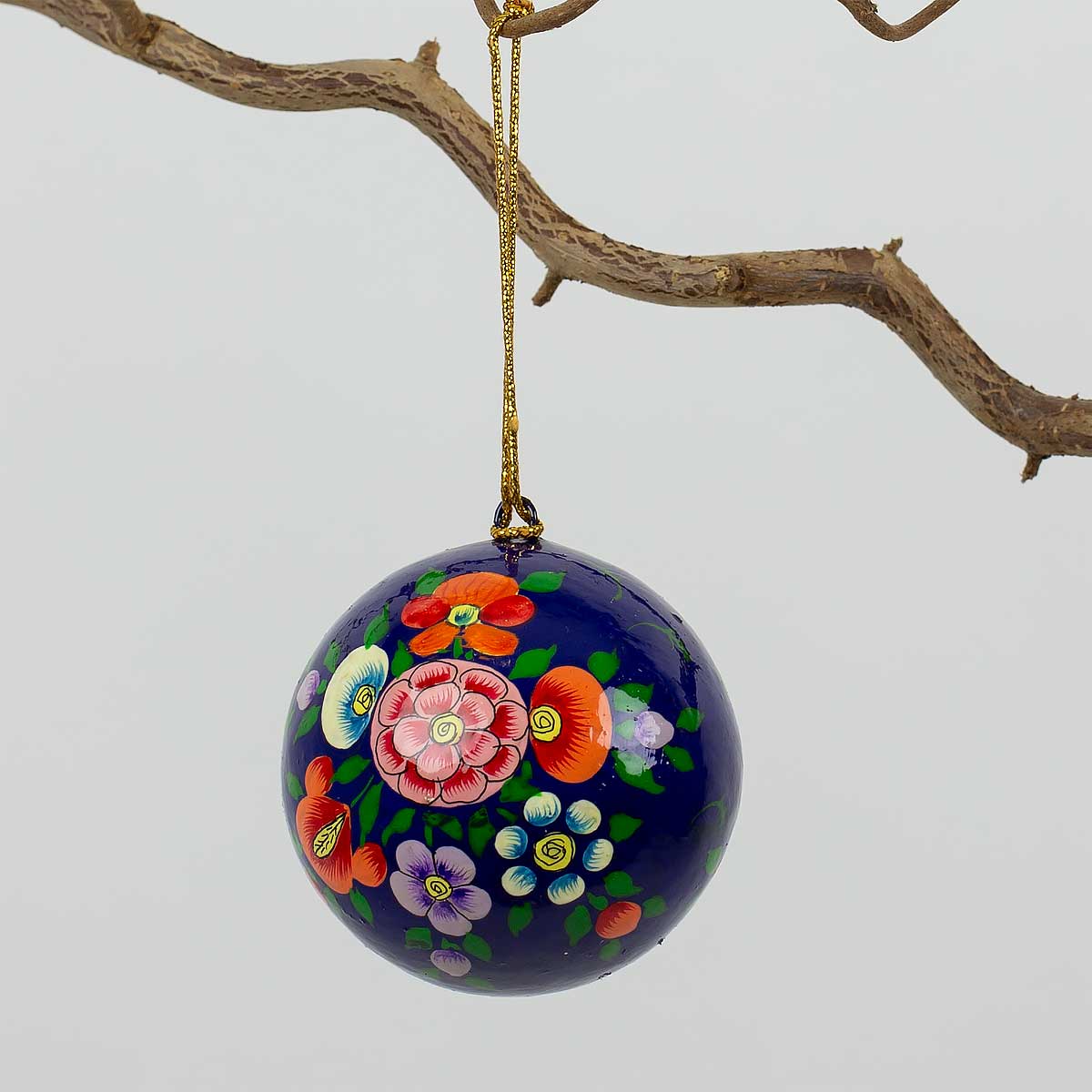 PAPIER MACHÉ Christmas ornament, blue