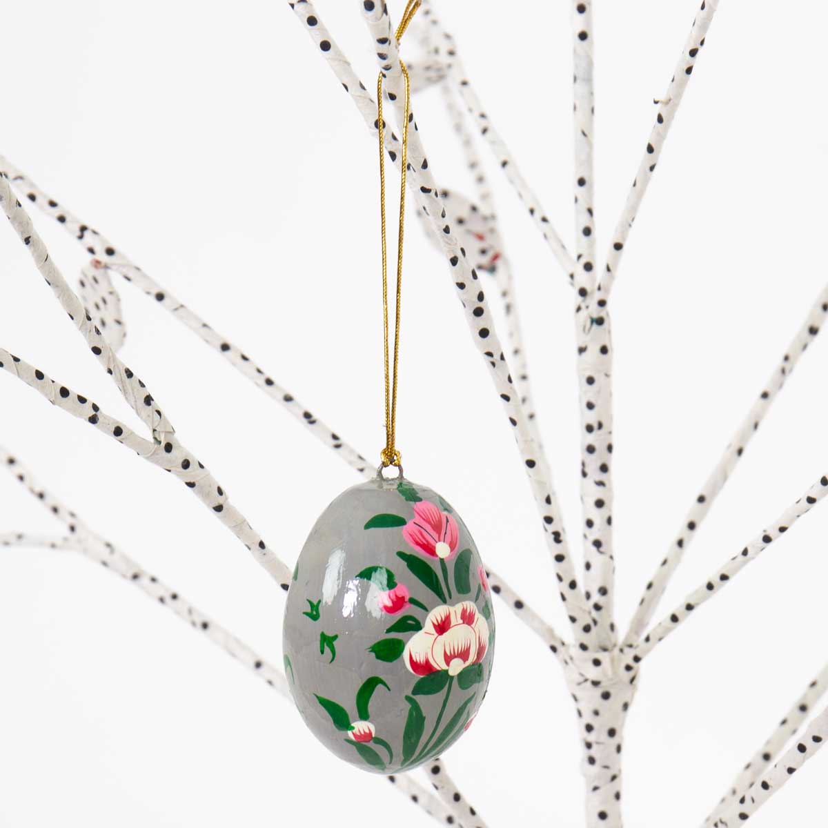 PAPIER MACHÉ Easter ornament, grey