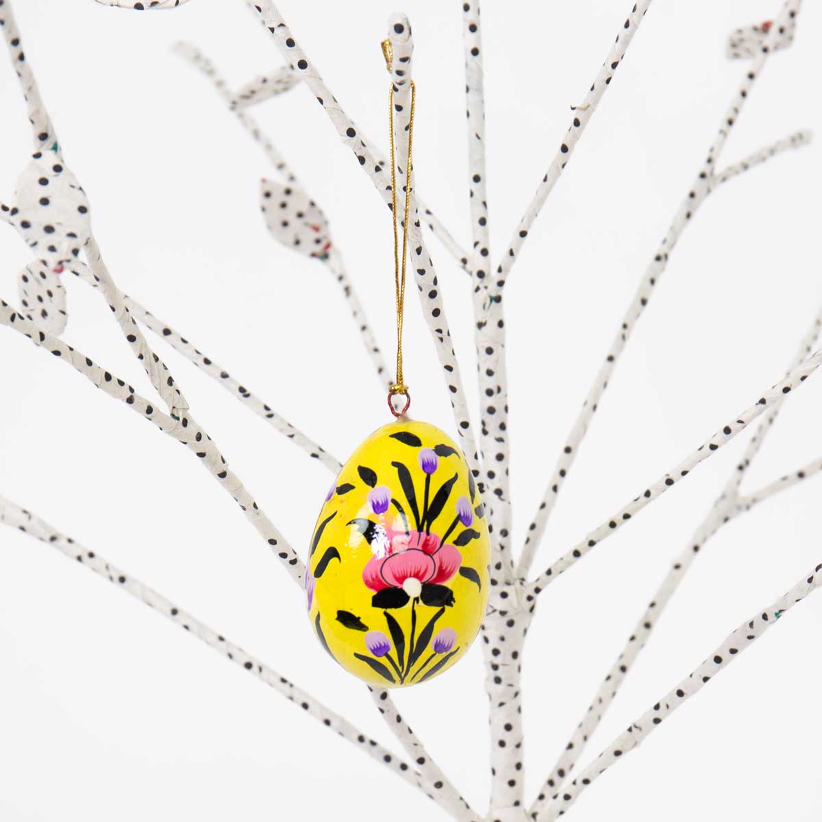 PAPIER MACHÉ Easter ornament, yellow