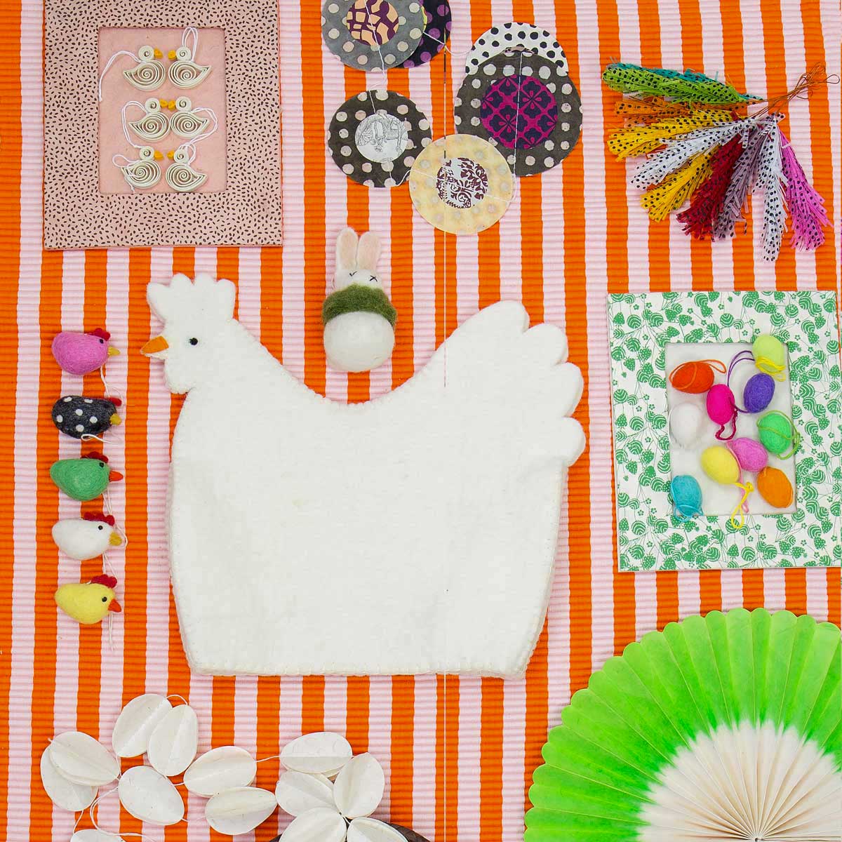 QUILLED CHICKEN Easter ornaments, 10-p