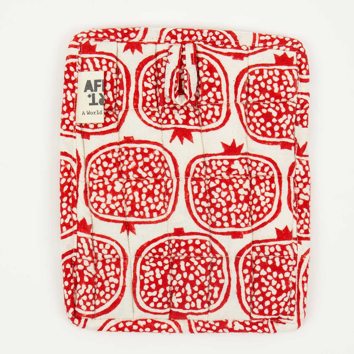 POMEGRANATE Potholder, red/offwhite