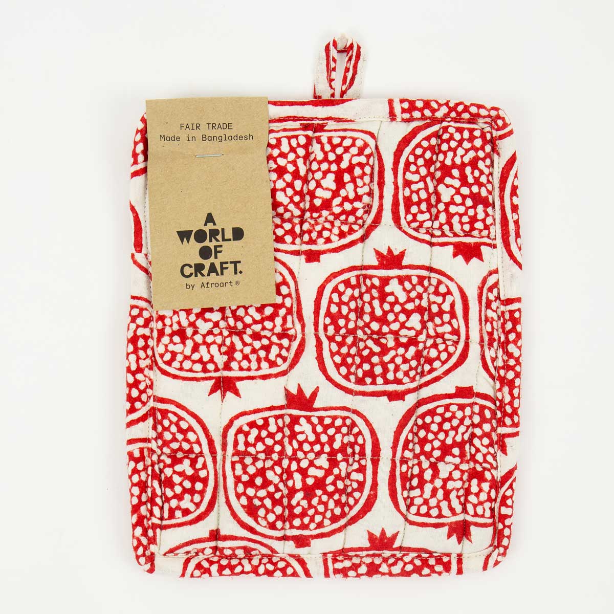 POMEGRANATE Potholder, red/offwhite