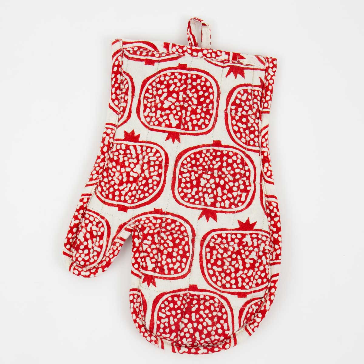 POMEGRANATE Oven glove, offwhite/red