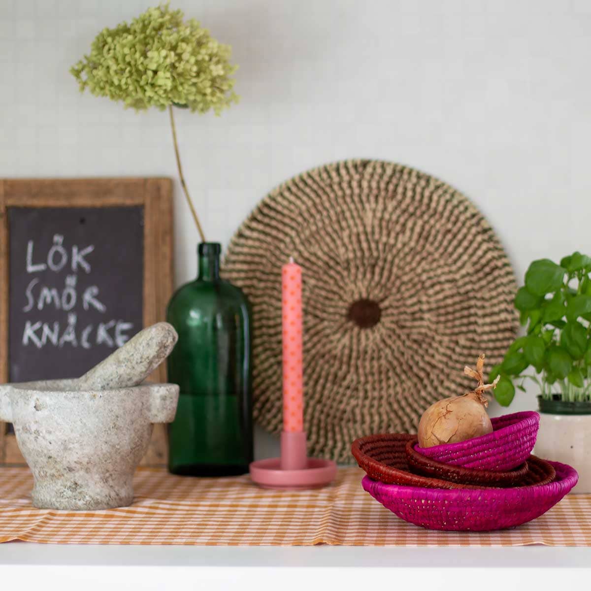 PALM COLOR Small bread basket, pink