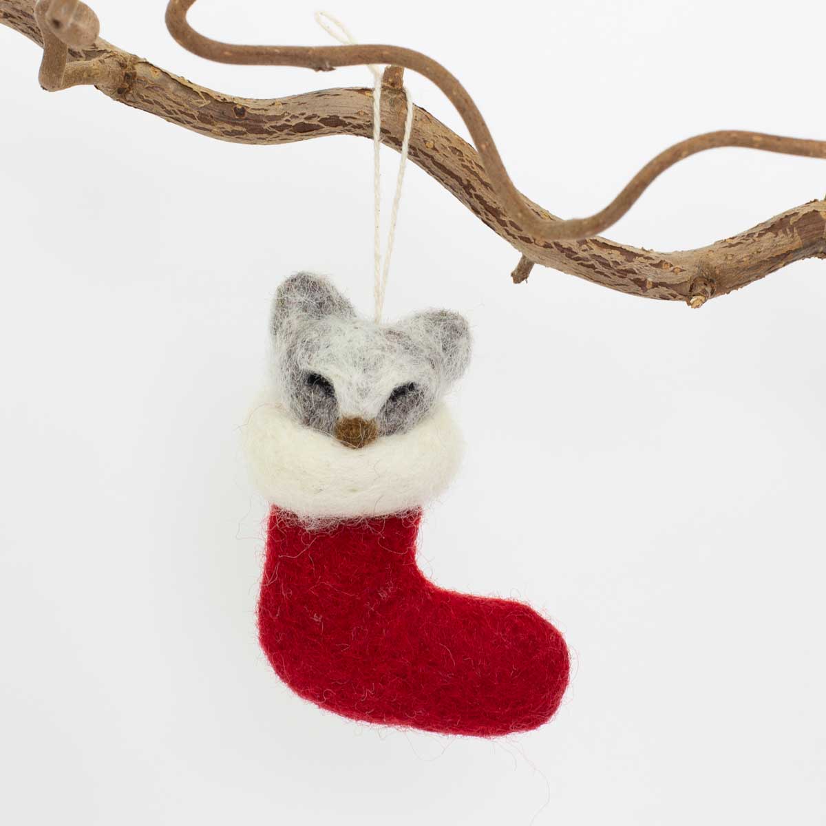RACCOON IN A SOCK Christmas ornament