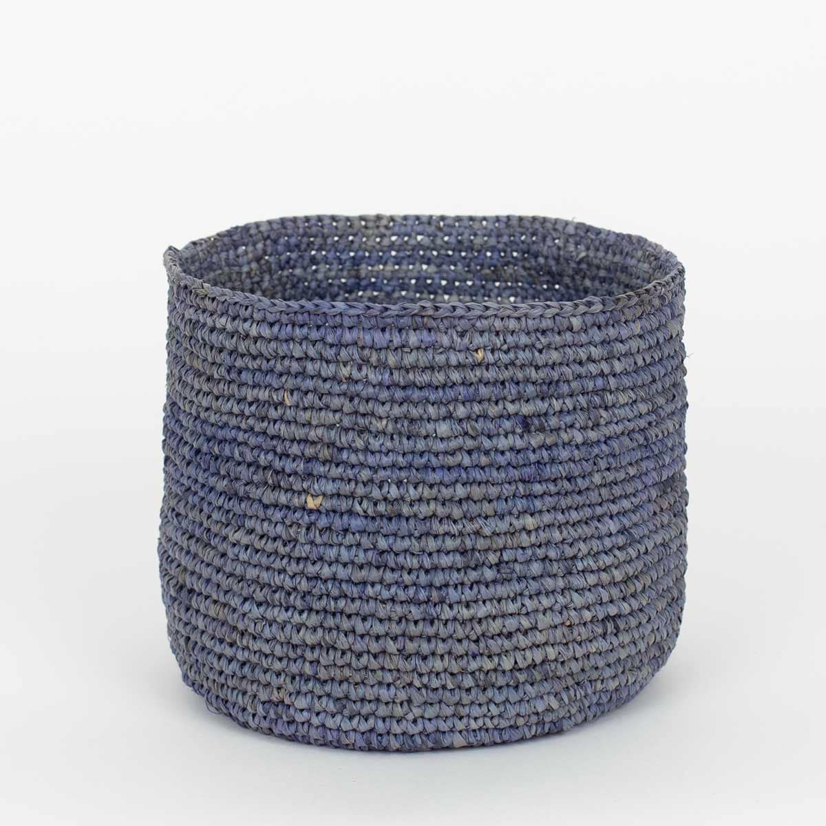 RAFFIA Basket S, grey/blue