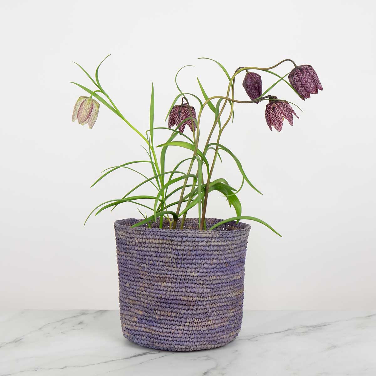 RAFFIA Basket S, grey/blue