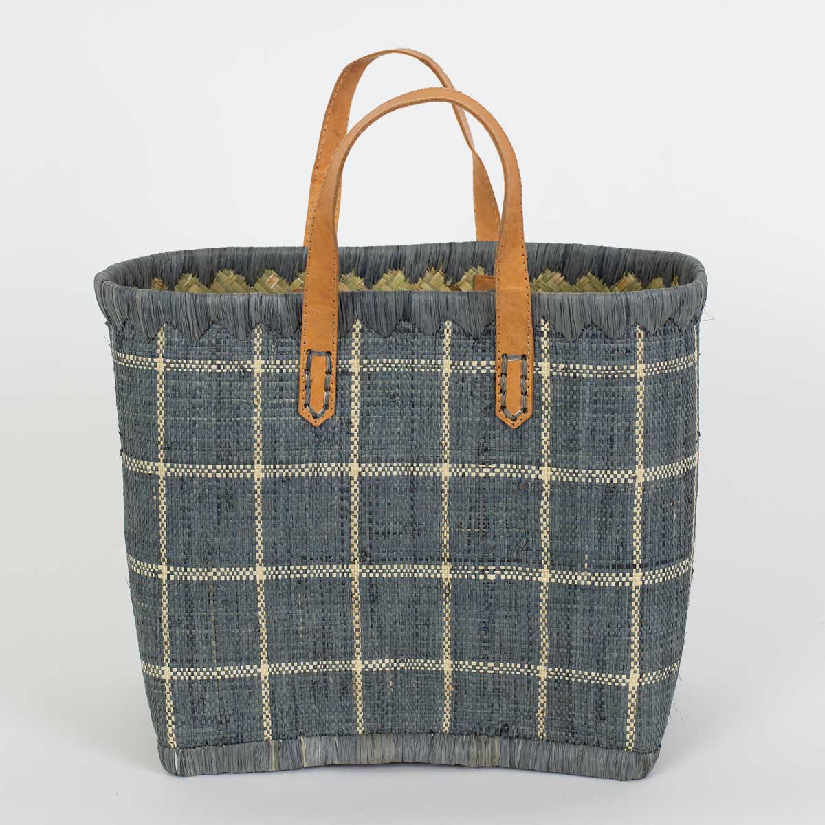 RAFFIA Väska rutig S, grå