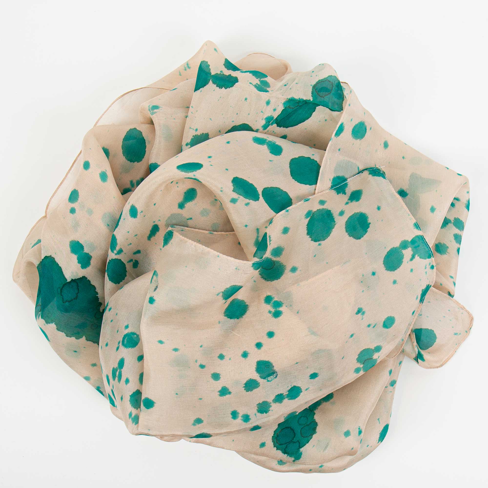 RAINDROPS Silk scarf, pink/gren