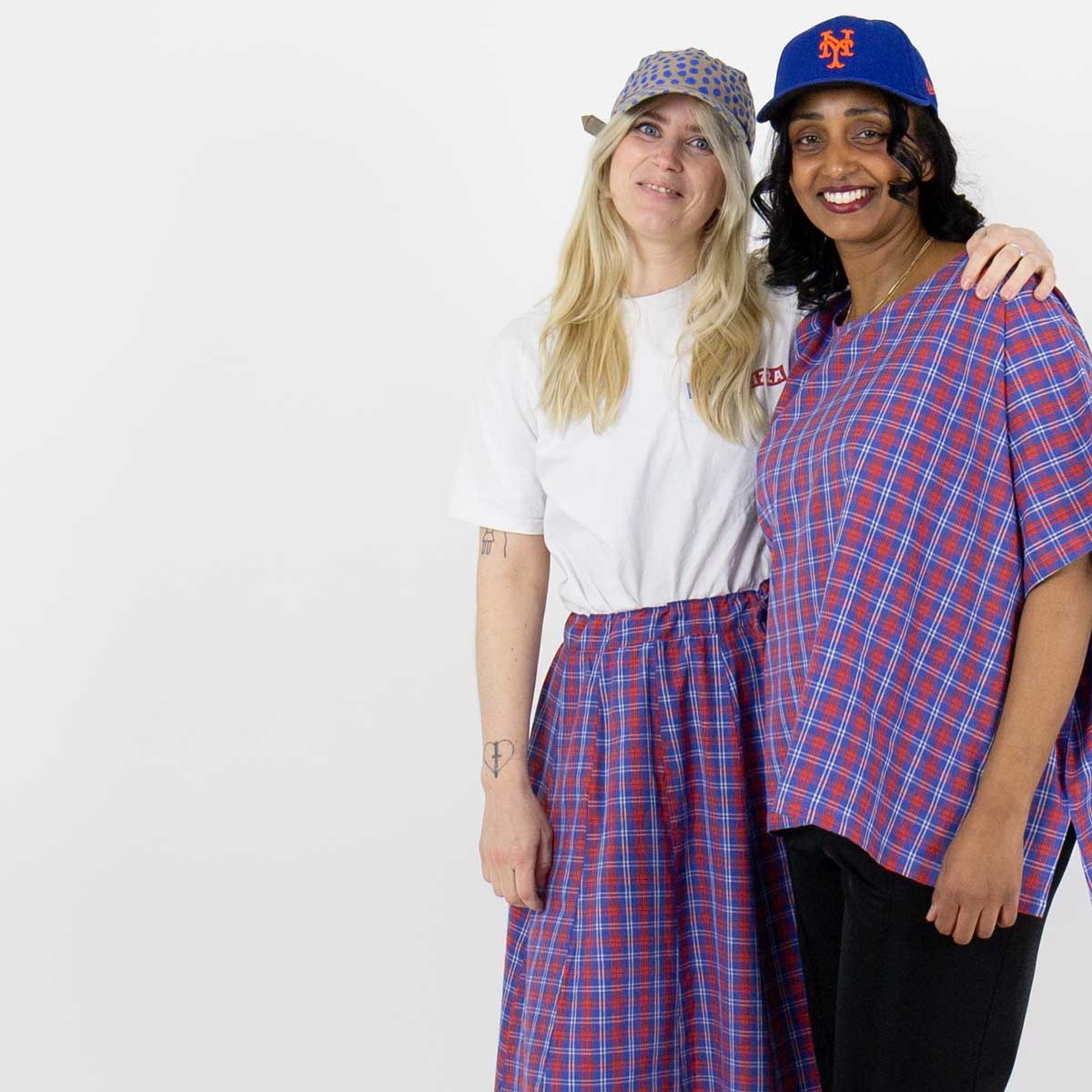 RED/BLUE CHECK Blouse, one size