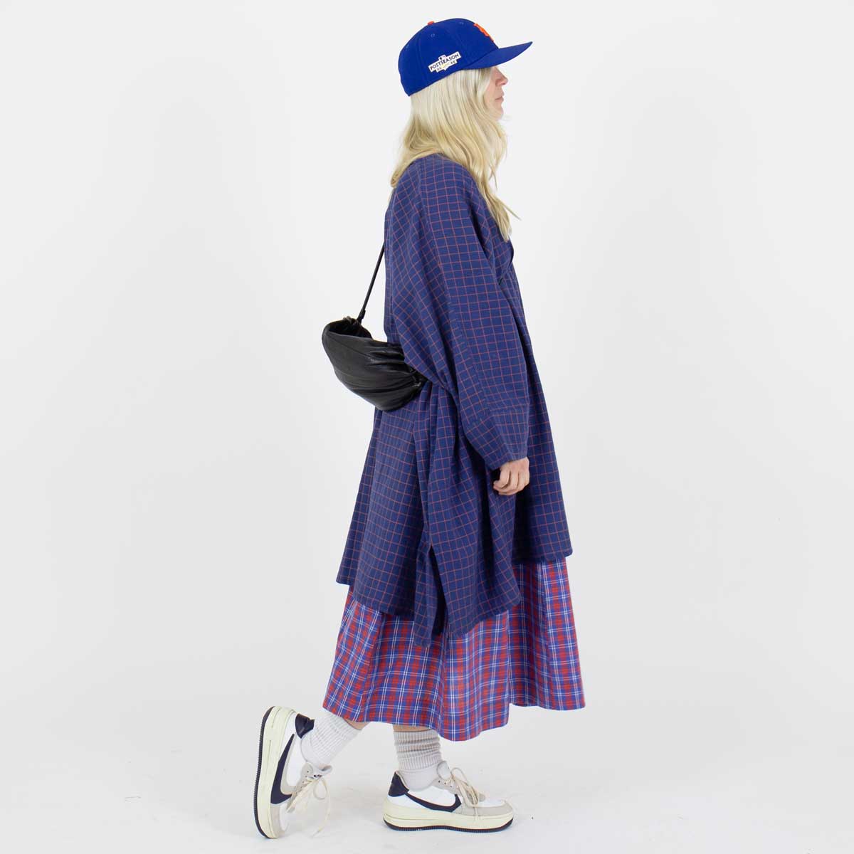 BLUE/RED GRID Tunic, one size