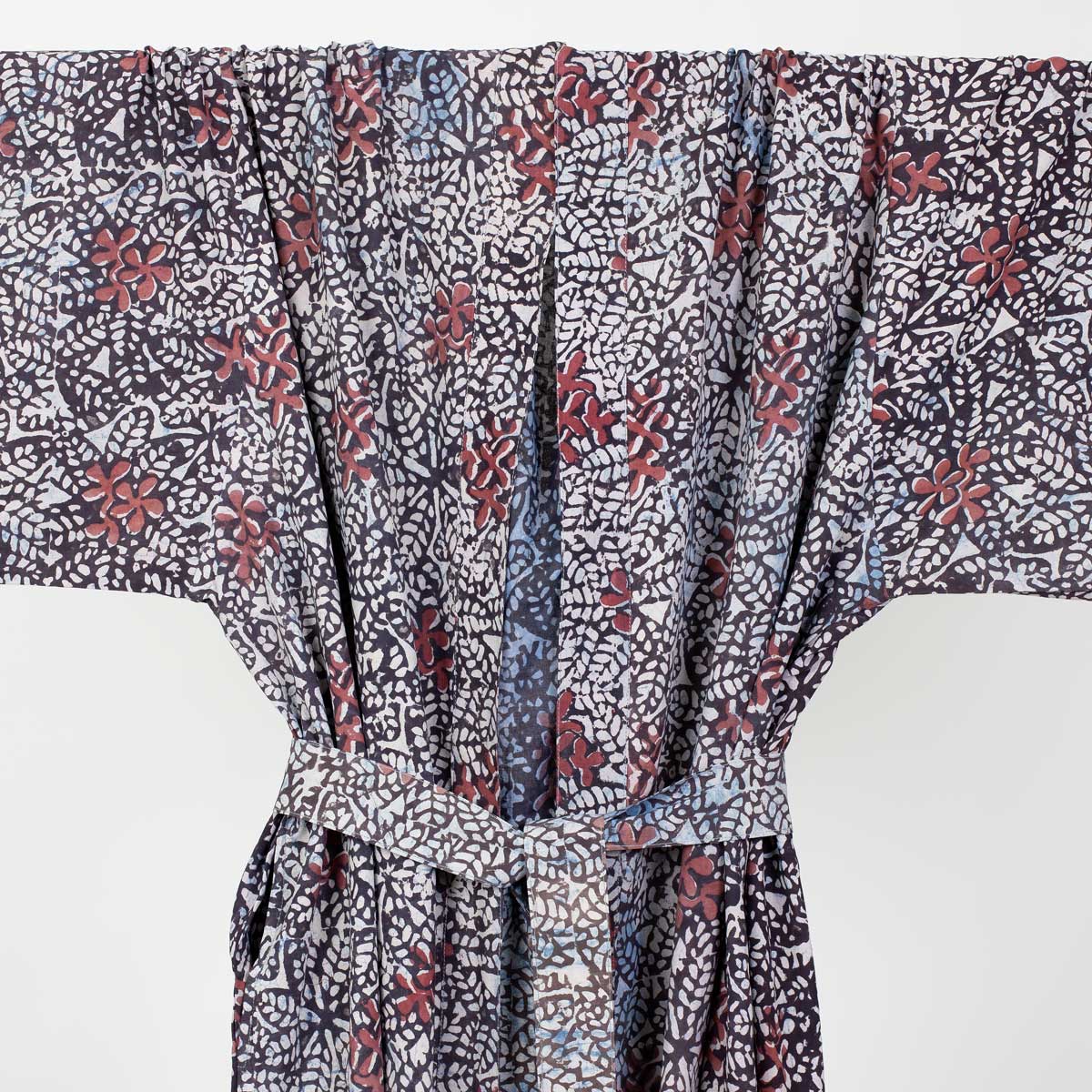 RED FLOWER Kimono, Indigo/red