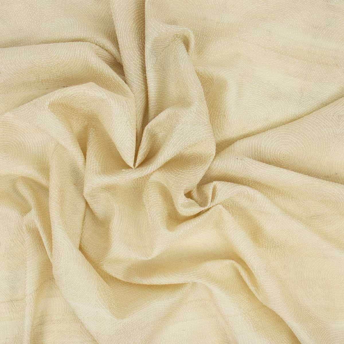 ROUND&ROUND Silk Fabric, beige/white