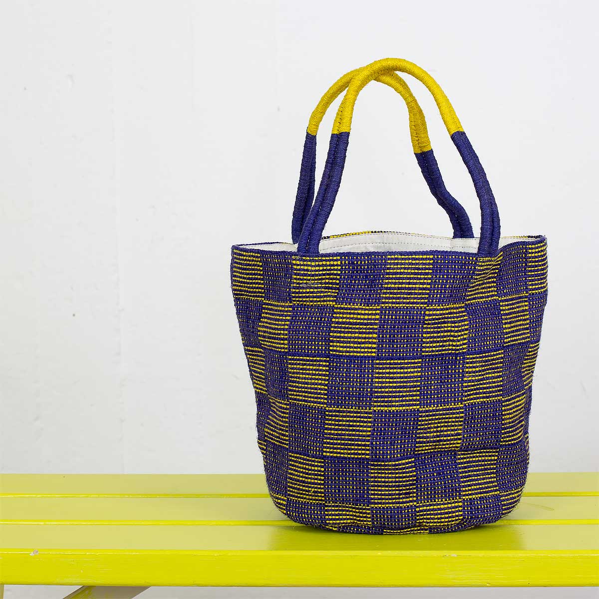 SABINA Bag checkered, brown/yellow