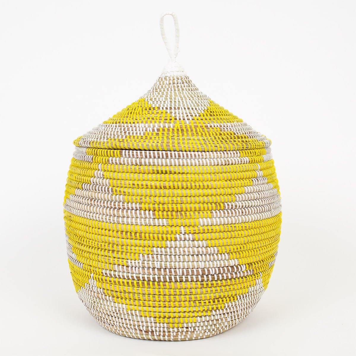 SALLY Basket w lid S, yellow
