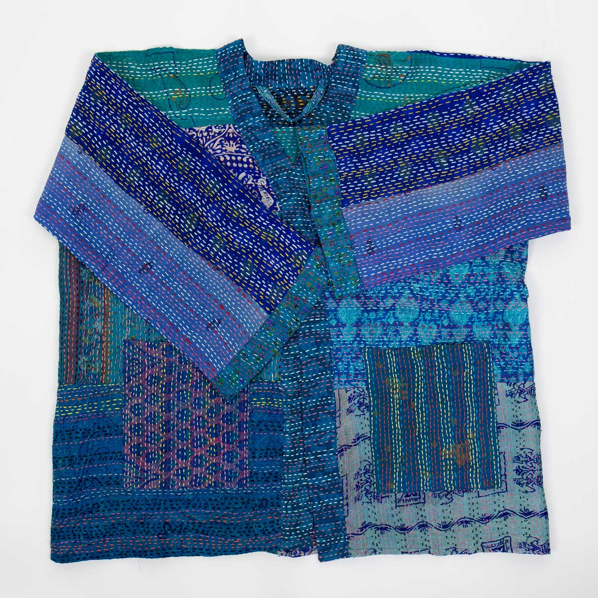 SARI SILK Kort kimono, turkos