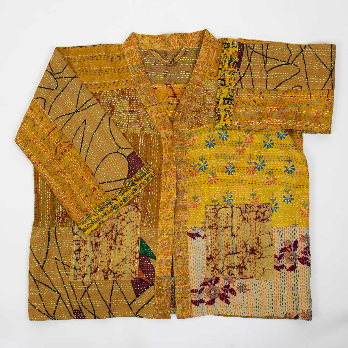SARI SILK Kort kimono, gul