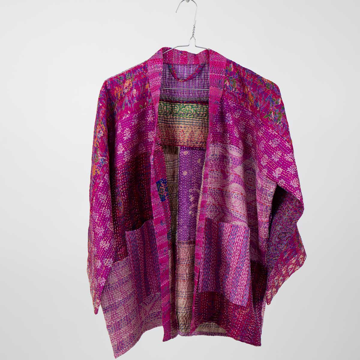 SARI SILK Kort kimono, rosa