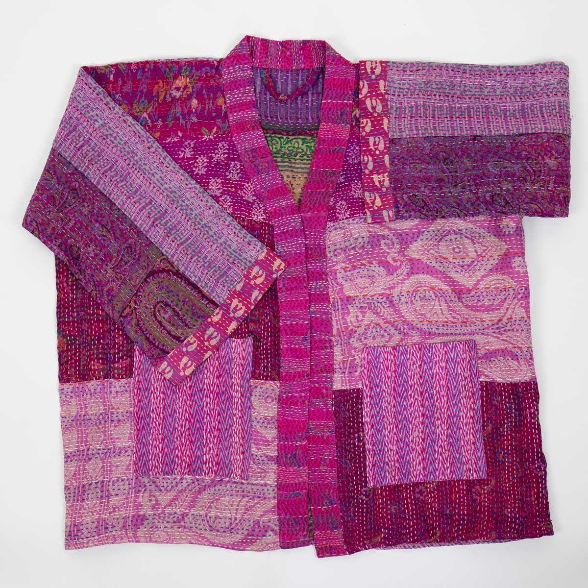 SARI SILK Kort kimono, rosa