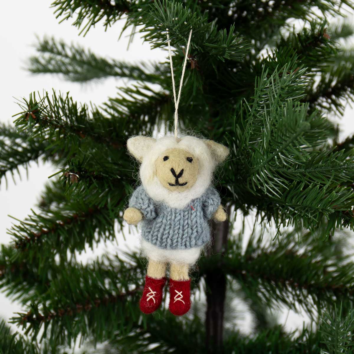 SHEEP IN RED BOOTS Christmas ornament
