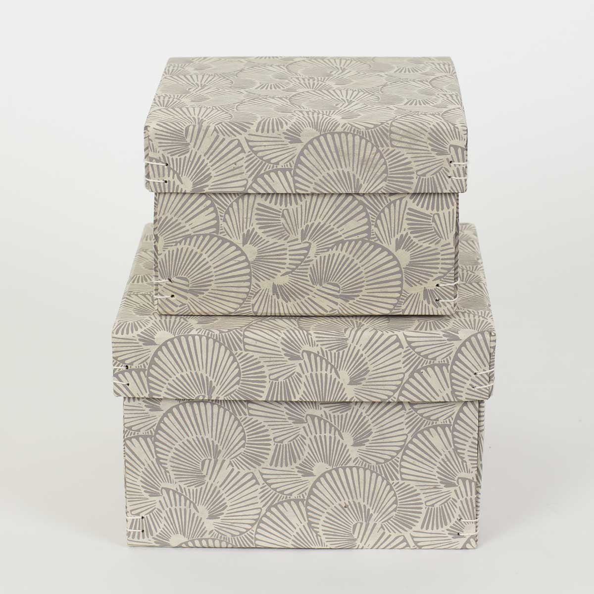 SHELL SQUARE Box 2-set, offwhite/brown