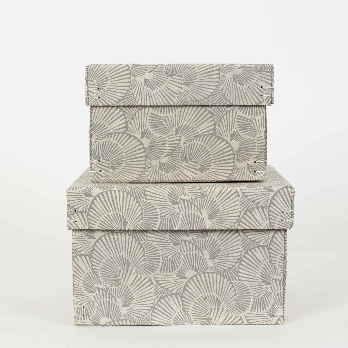 SHELL SQUARE Box 2-set, offwhite/brown