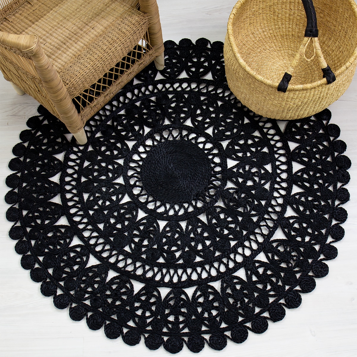 SIRI Jute rug 100 cm, black