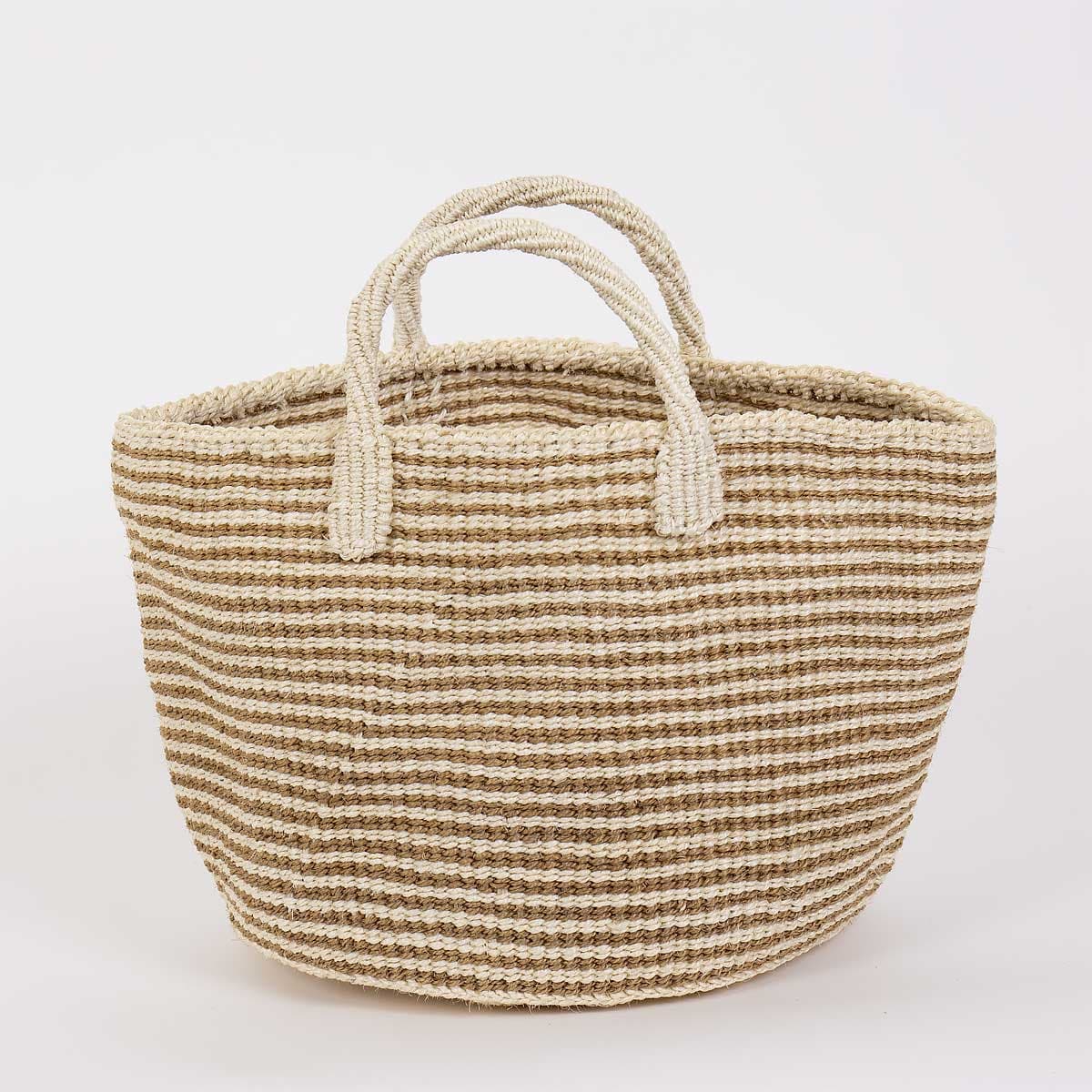 SISAL MOOD Basket w handle, white/beige