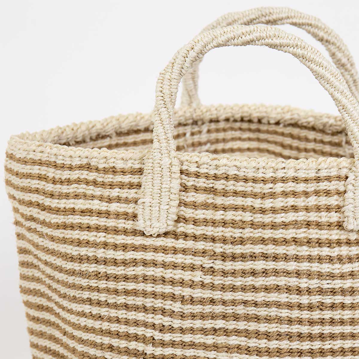SISAL MOOD Basket w handle, white/beige