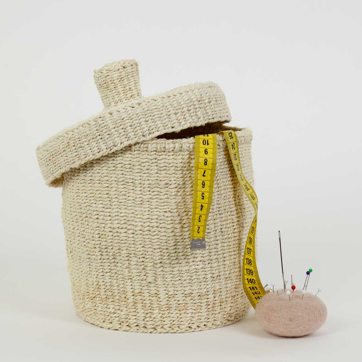 SISAL MOOD Basket w lid M, white