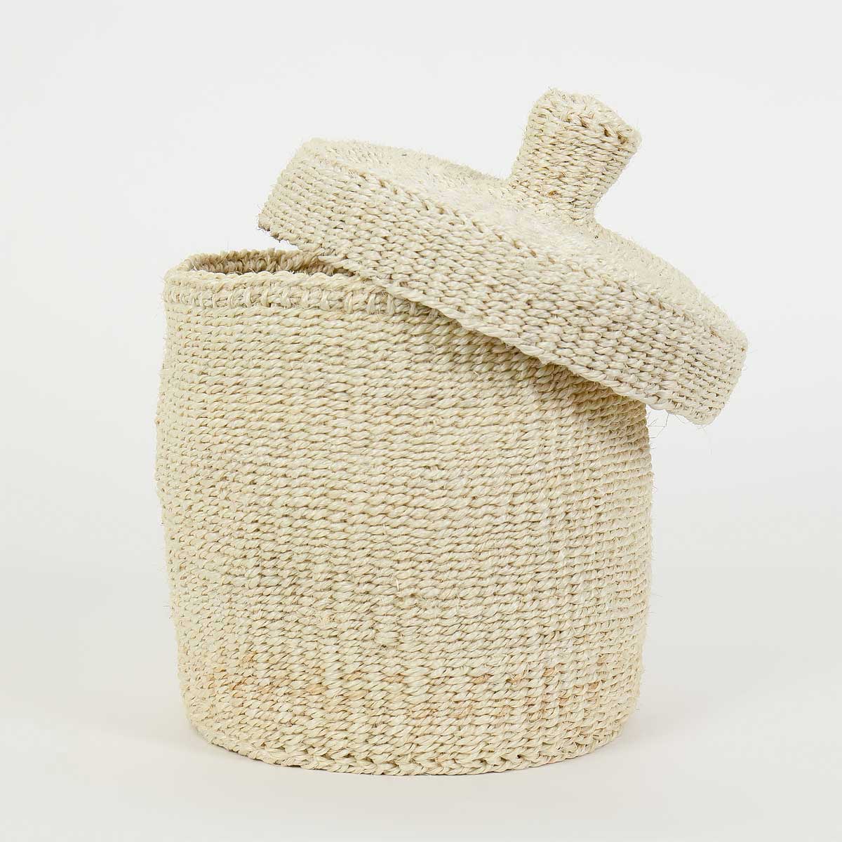 SISAL MOOD Basket w lid M, white