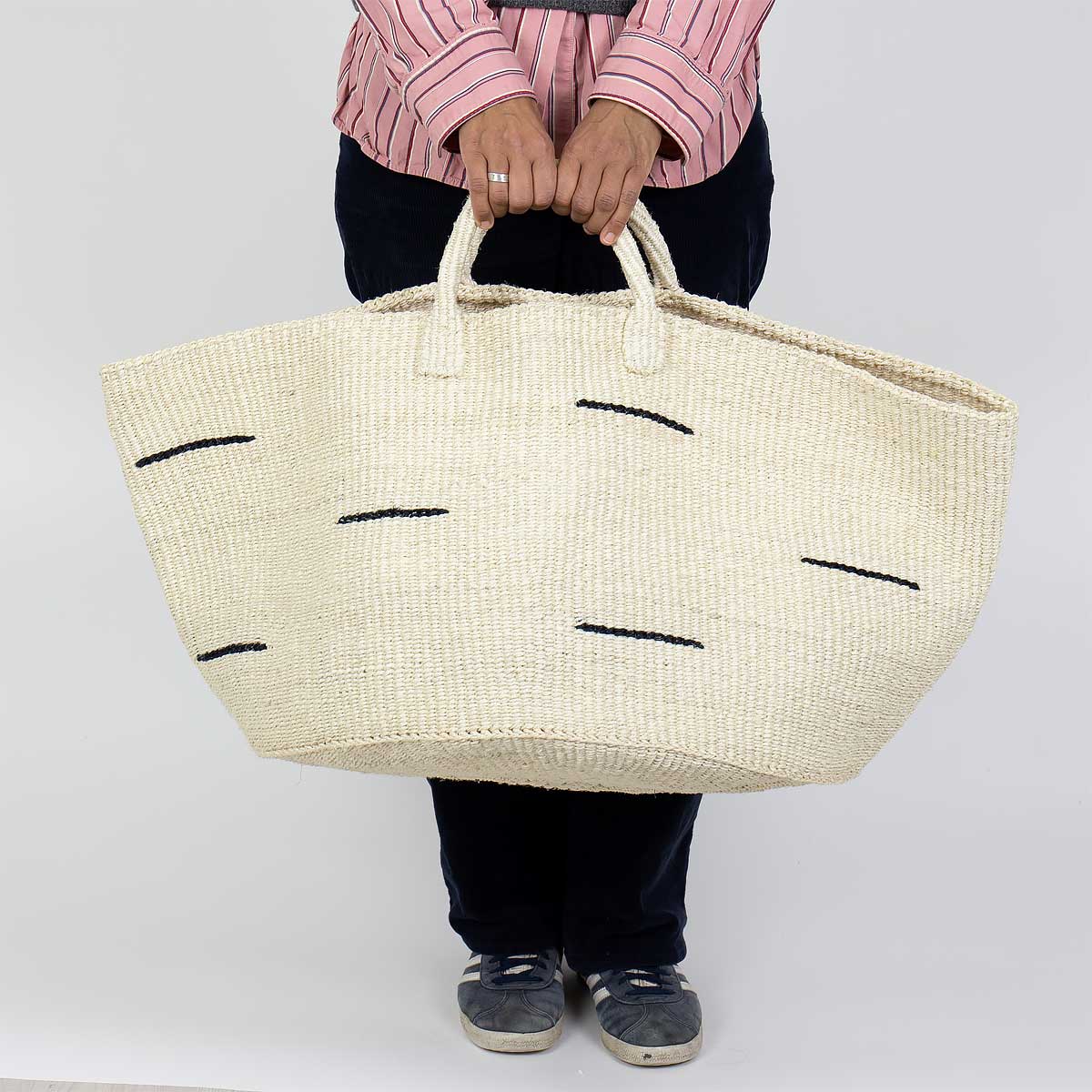 SISAL MOOD Big Basket stripe, white/black