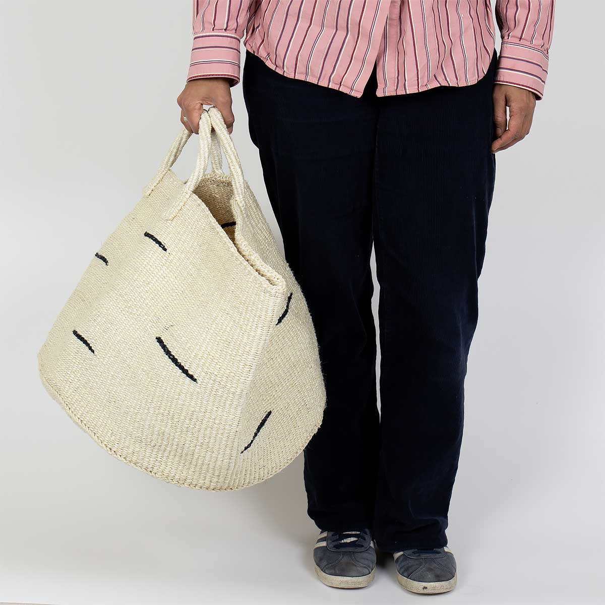 SISAL MOOD Big Basket stripe, white/black