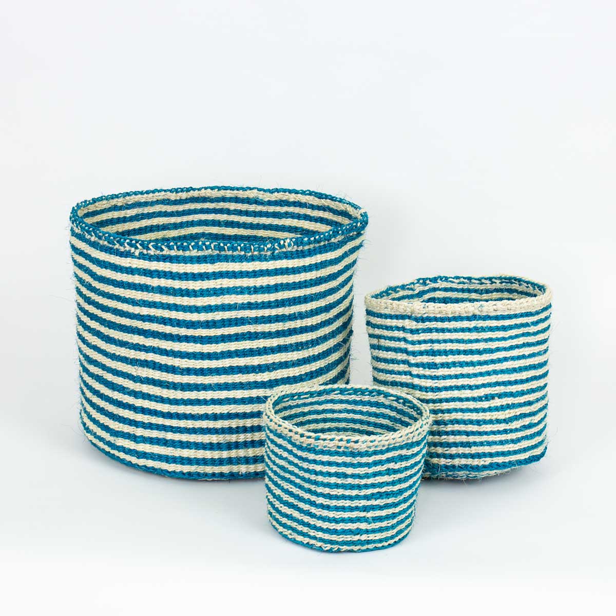 SISAL Basket L, turquoise/white