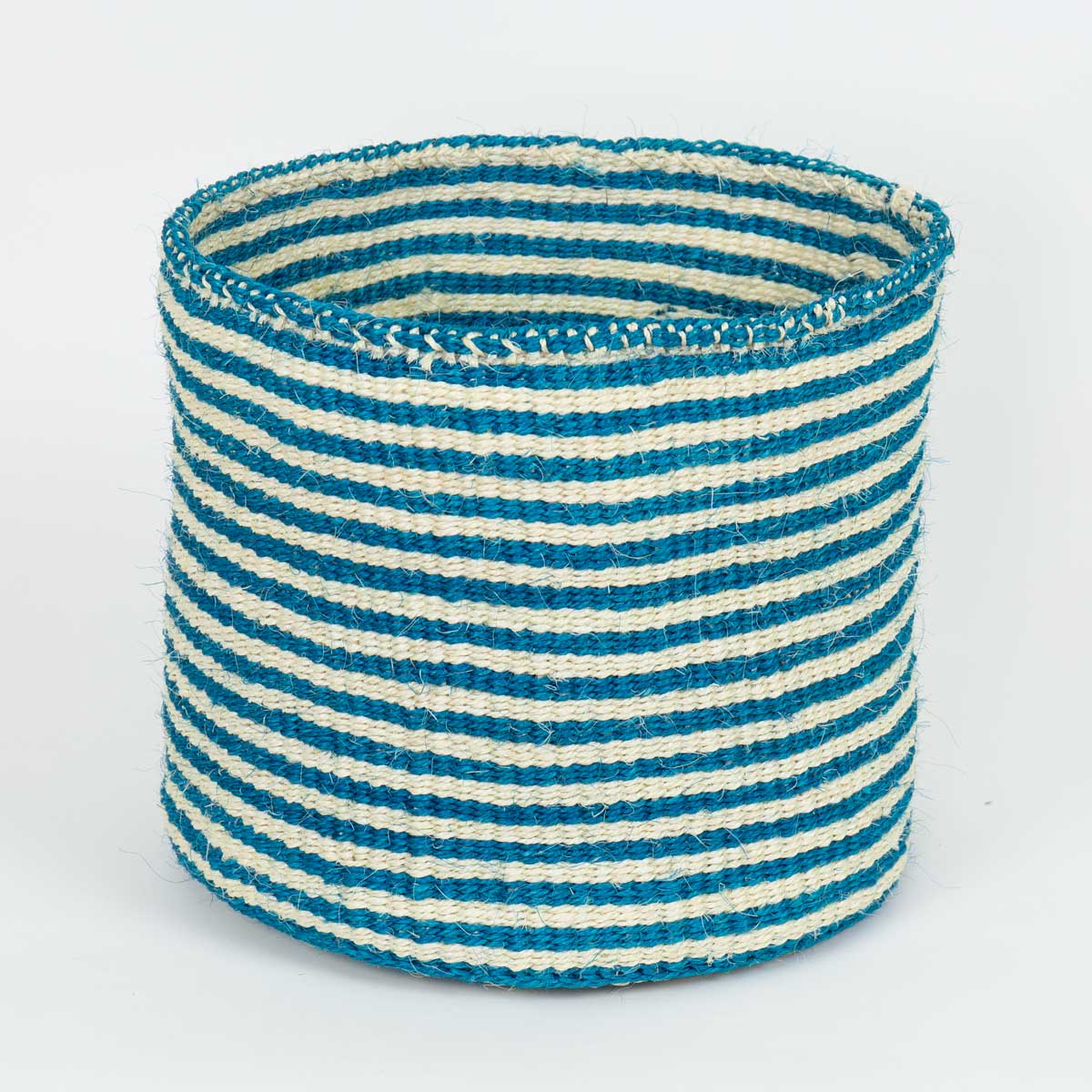 SISAL Basket L, white/turquoise