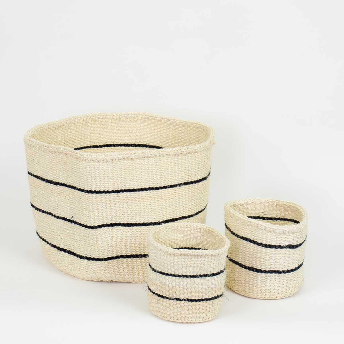 SISAL Basket thin-stripe-S, white/black