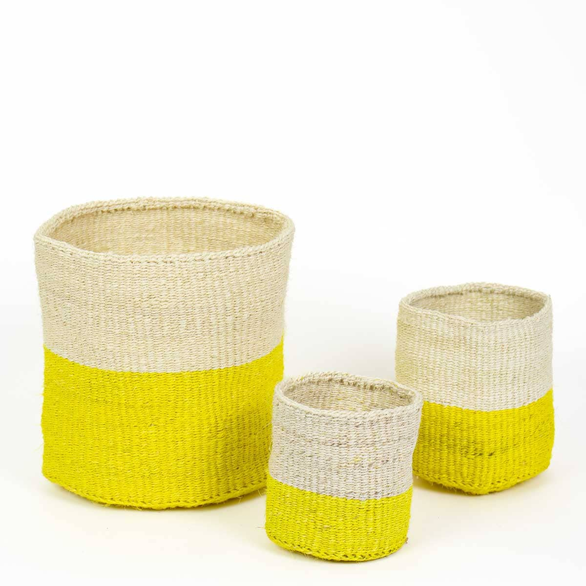 SISAL Basket L, white/yellow