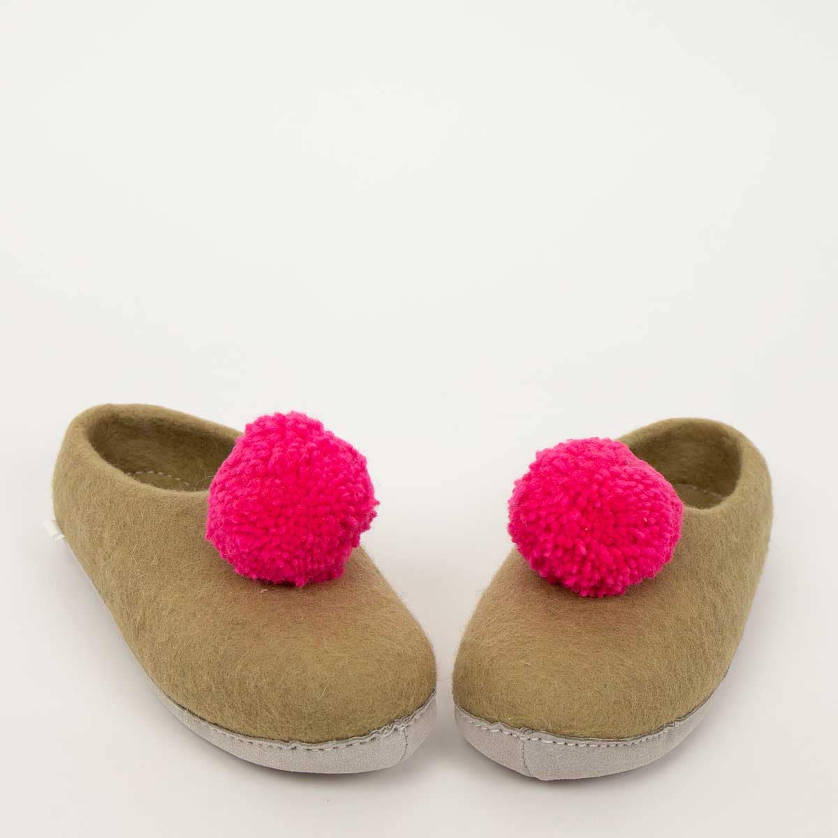 SLIP POMPOM Slippers, beige, pink