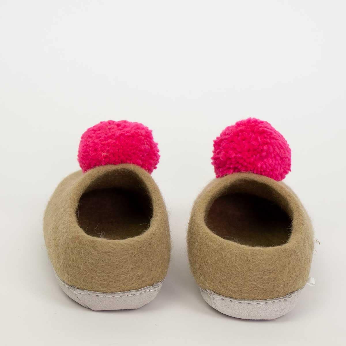 SLIP POMPOM Slippers, beige, pink
