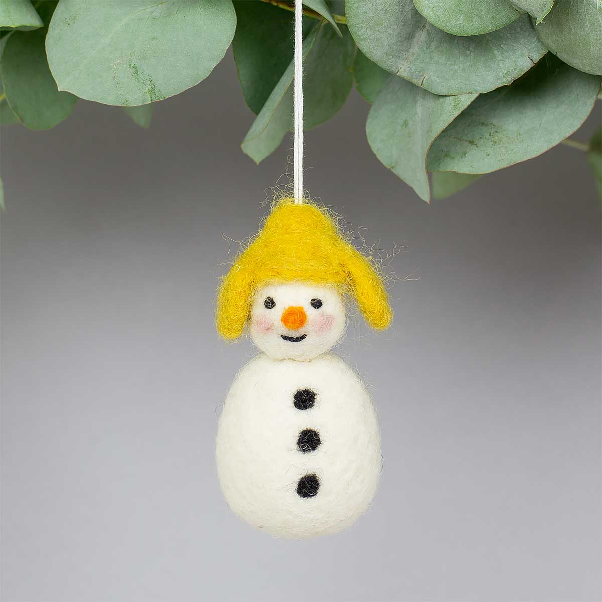SNOWMAN YELLOW CAP Julhänge