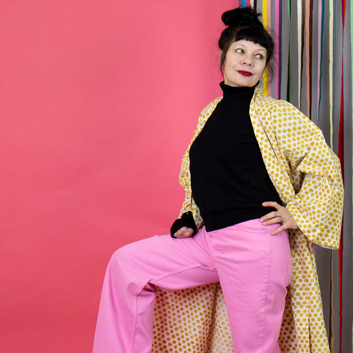 SPOT ON Kimono One size, gul/vit
