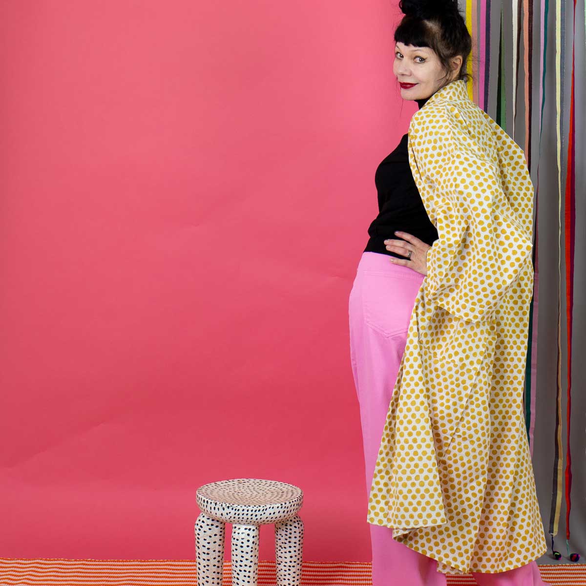 SPOT ON Kimono One size, gul/vit