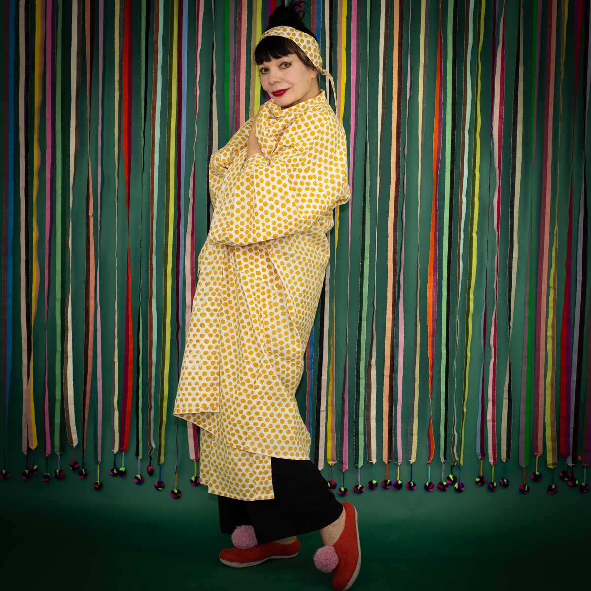 SPOT ON Kimono One size, gul/vit
