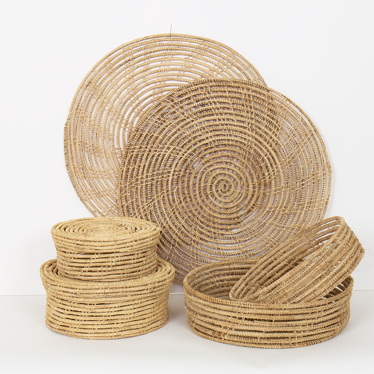 STRAW Basket with lid, S